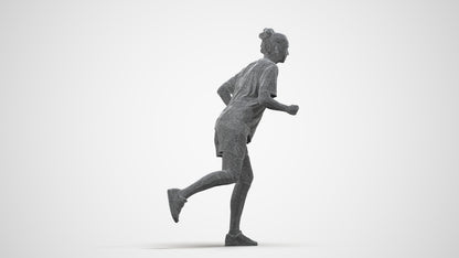 3D scanned woman sport, photorealistic archviz people for Enscape and SketchUp, wireframe side view