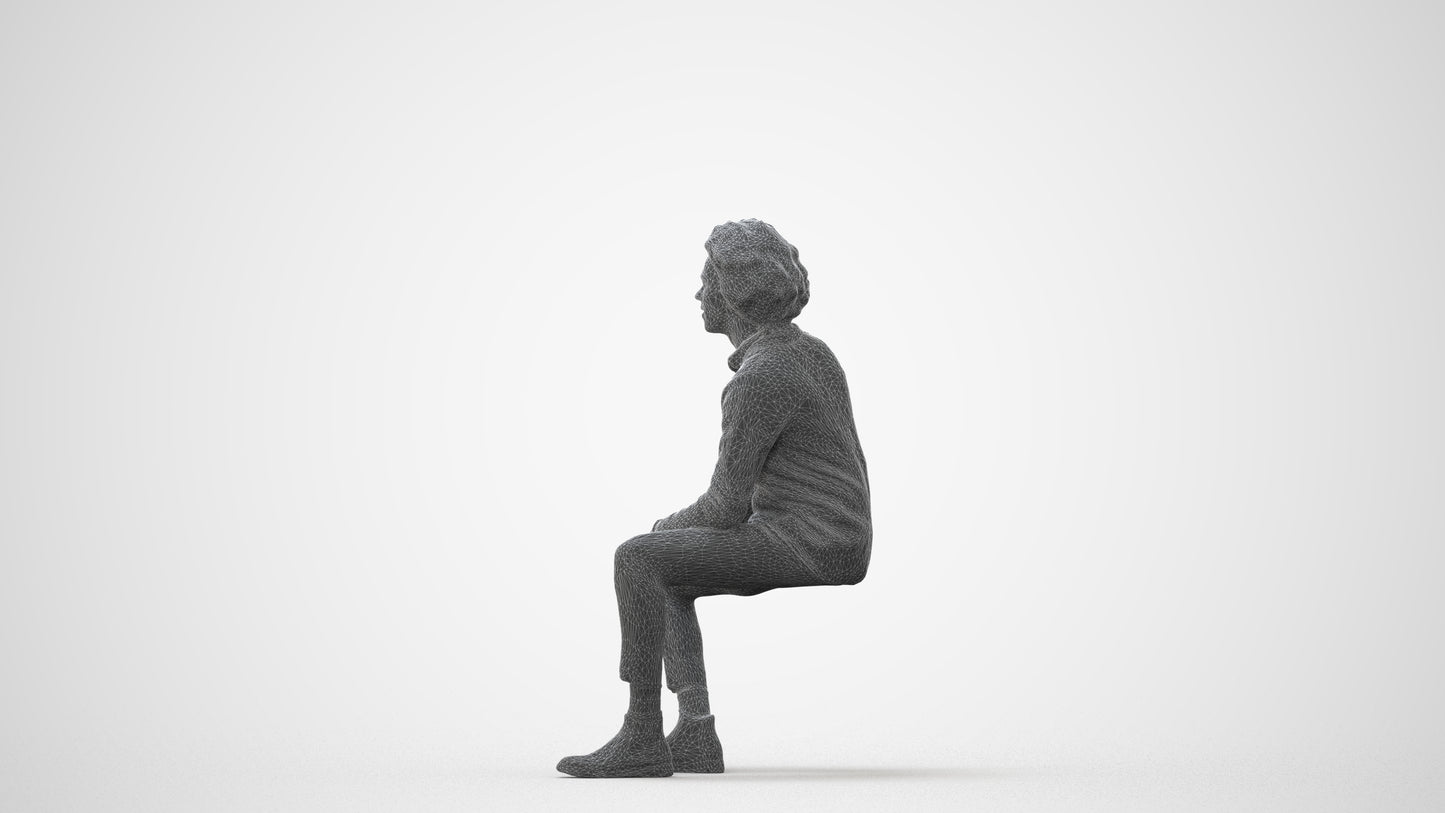 3D human model man business sitting, photogrammetry scanned person for archviz, square thumbnail