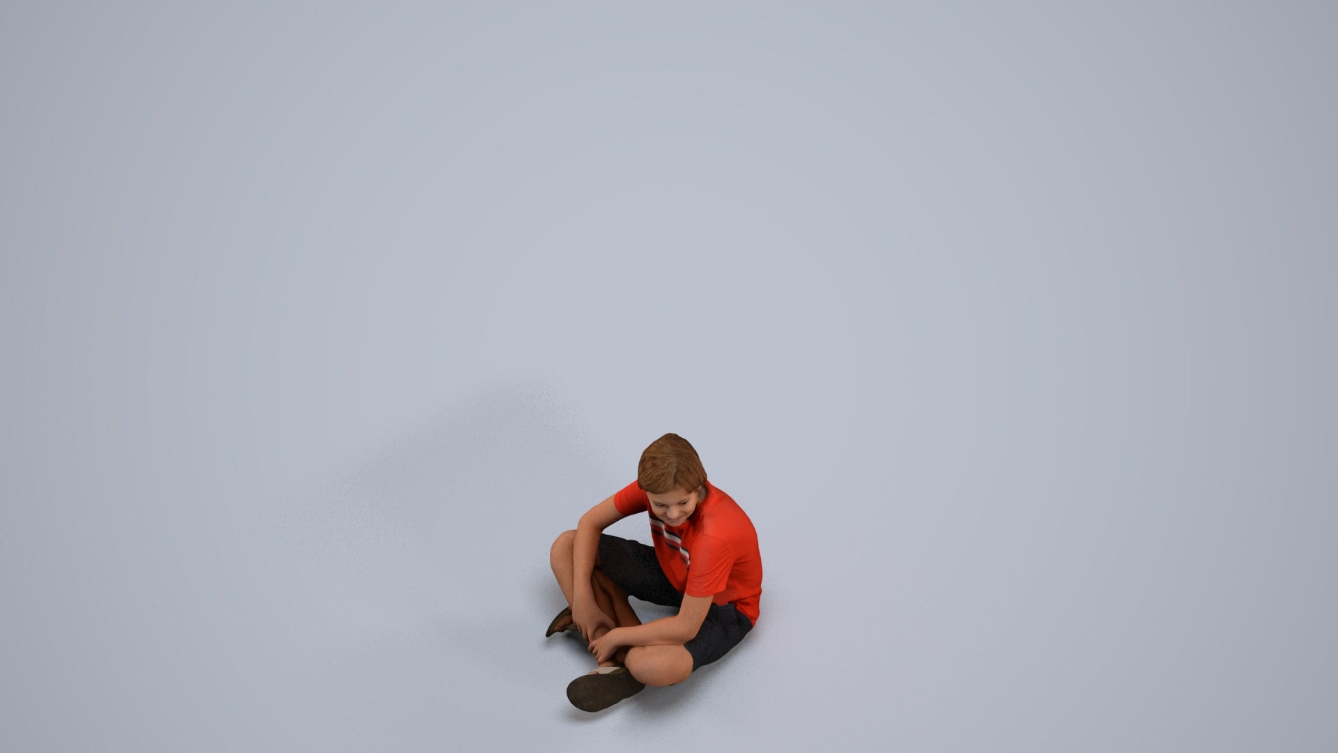 3D human model boy casual kids, photogrammetry scanned person for archviz, back view render