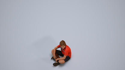 3D human model boy casual kids, photogrammetry scanned person for archviz, back view render