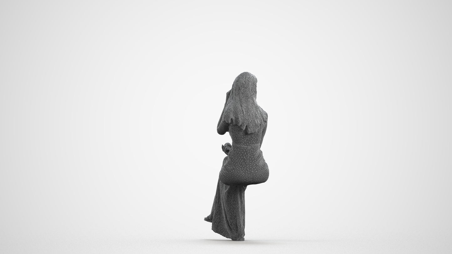 3D scanned woman formalaffairs formal, photorealistic archviz people for Enscape and SketchUp, wireframe front view