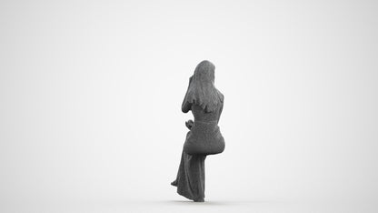 3D scanned woman formalaffairs formal, photorealistic archviz people for Enscape and SketchUp, wireframe front view