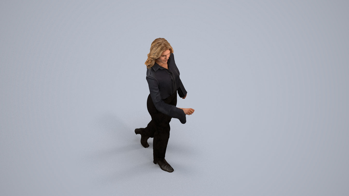 3D scanned woman door business, photorealistic archviz people for Enscape and SketchUp, back view render