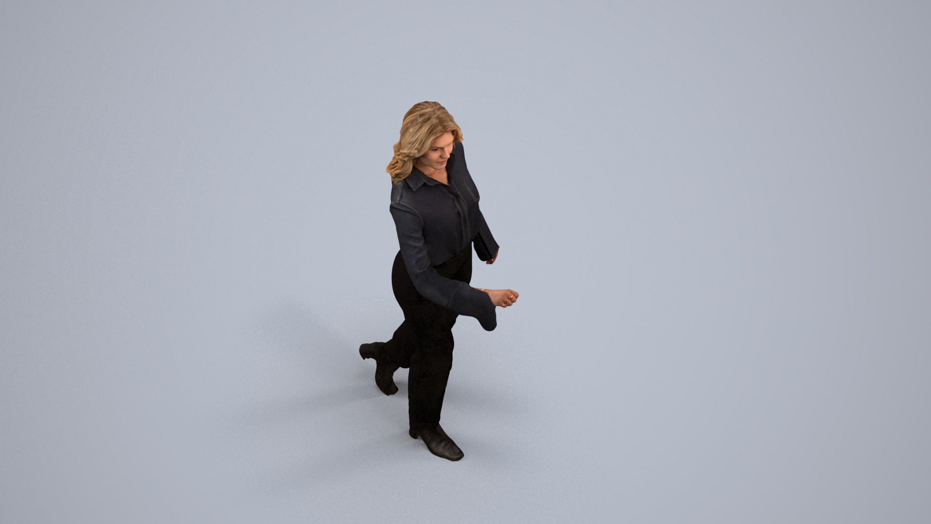 3D scanned woman door business, photorealistic archviz people for Enscape and SketchUp, back view render
