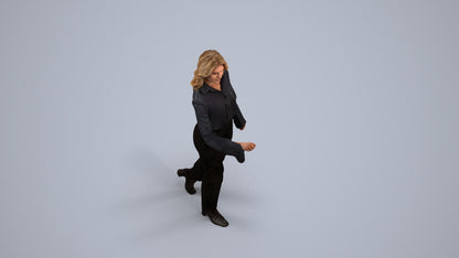 3D scanned woman door business, photorealistic archviz people for Enscape and SketchUp, back view render