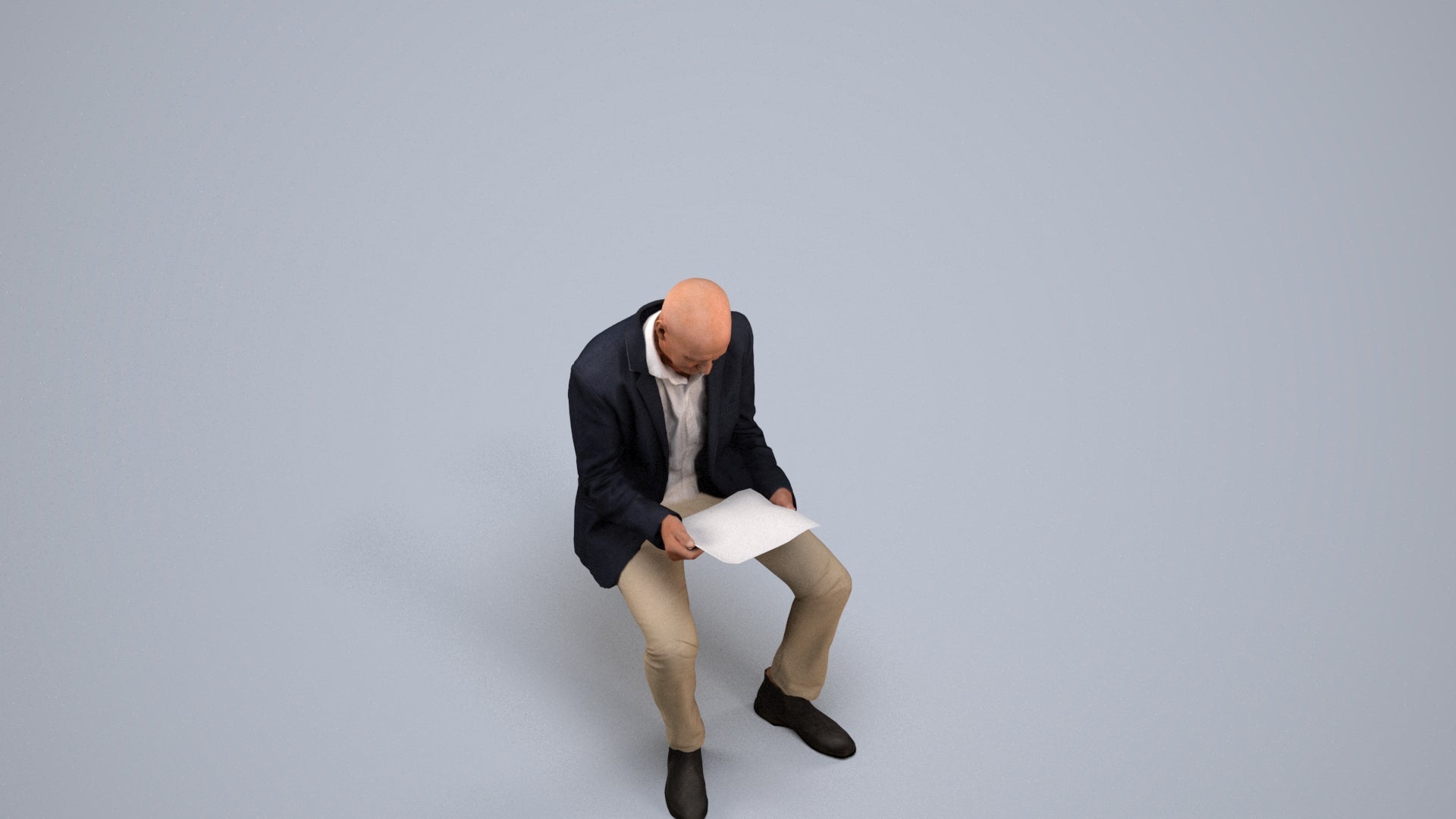 realistic 3D people senior man business, render-ready for V-Ray and Corona, FBX OBJ, back view render