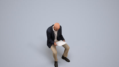 realistic 3D people senior man business, render-ready for V-Ray and Corona, FBX OBJ, back view render