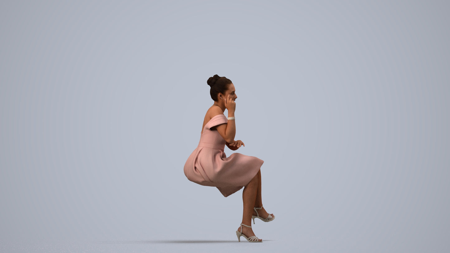 3D people model woman formal formalaffairs, scanned human for 3ds Max rendering, side view render