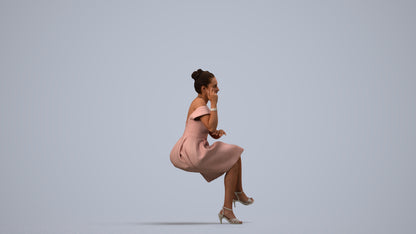 3D people model woman formal formalaffairs, scanned human for 3ds Max rendering, side view render