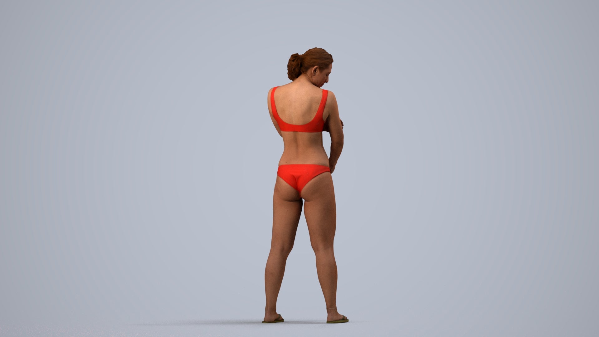scanned 3D woman pool, photogrammetry people for Enscape and V-Ray, side view render