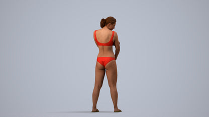 scanned 3D woman pool, photogrammetry people for Enscape and V-Ray, side view render