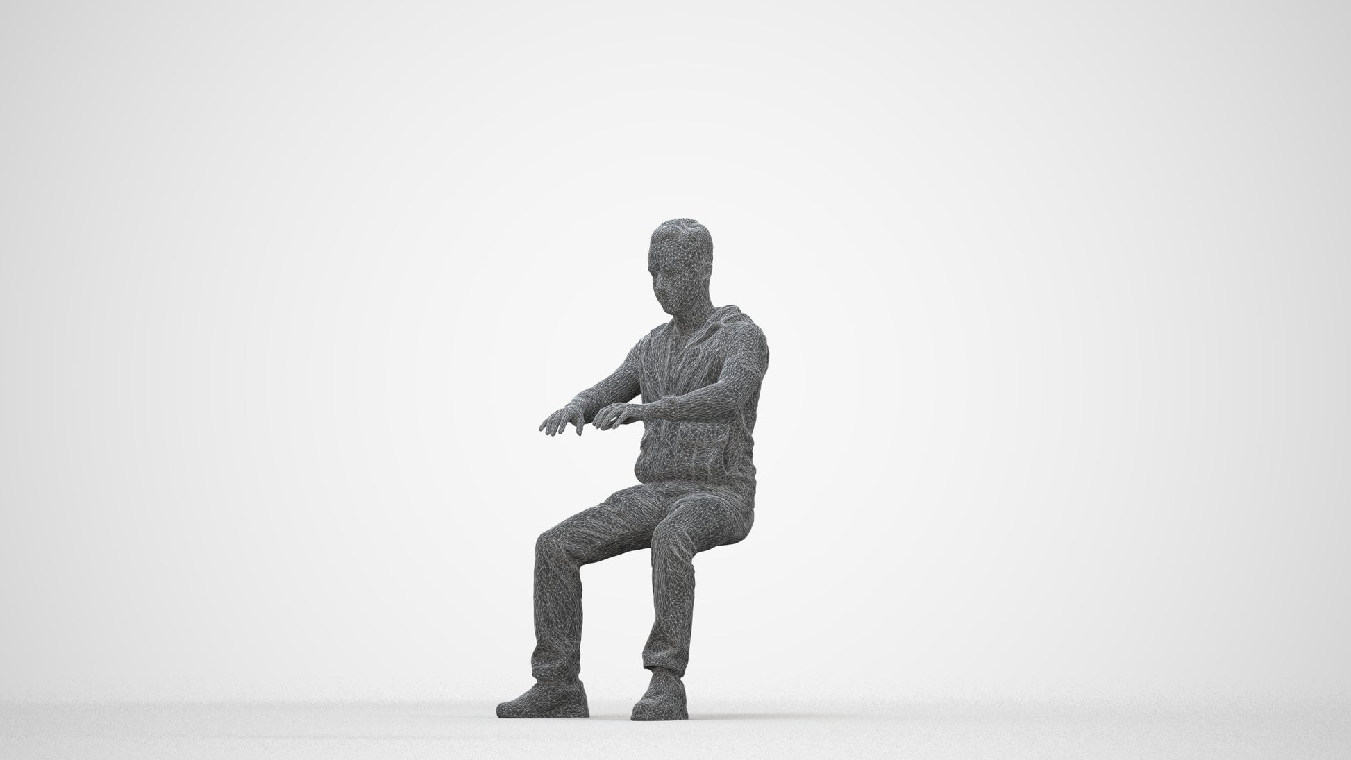 realistic 3D people man casual business, render-ready for V-Ray and Corona, FBX OBJ, wireframe back view