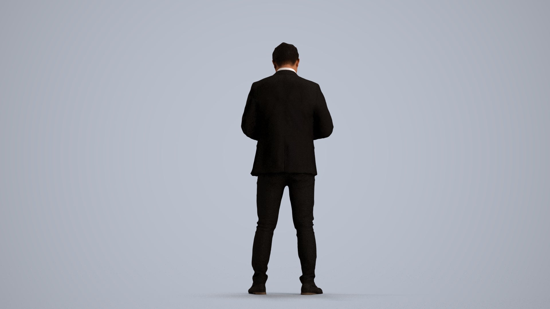 realistic 3D man business, scanned archviz people for Blender and 3ds Max, front view render