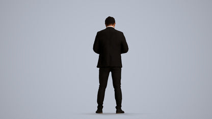 realistic 3D man business, scanned archviz people for Blender and 3ds Max, front view render