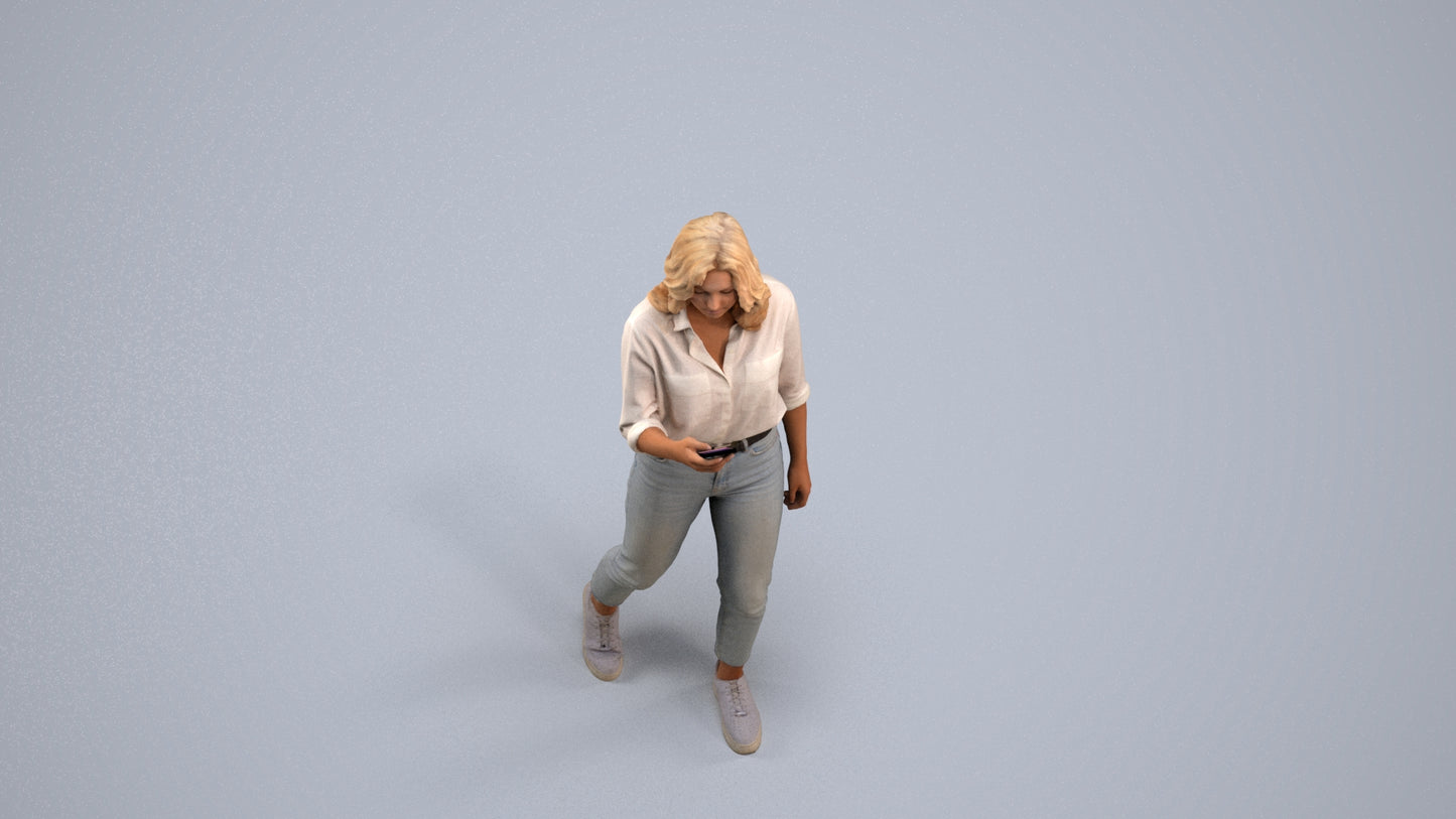 scanned 3D woman casual walking, photogrammetry people for Enscape and V-Ray, back view render