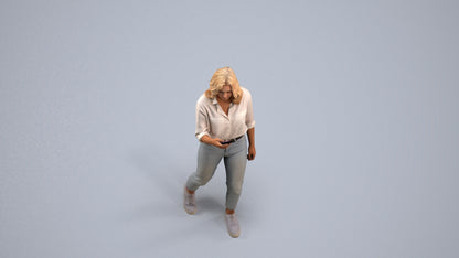 scanned 3D woman casual walking, photogrammetry people for Enscape and V-Ray, back view render