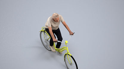 scanned 3D senior man casual cycling, photogrammetry people for Enscape and V-Ray, back view render