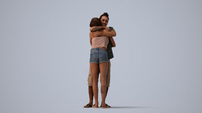 realistic 3D people woman couple, render-ready for V-Ray and Corona, FBX OBJ, three-quarter view render