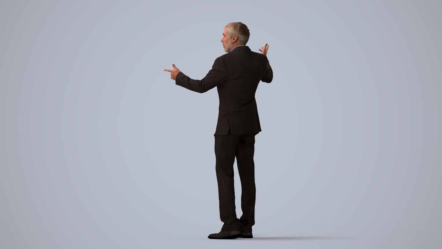 realistic 3D people man business, render-ready for V-Ray and Corona, FBX OBJ, three-quarter view render
