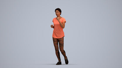 realistic 3D woman sport walking, scanned archviz people for Blender and 3ds Max, standing pose render
