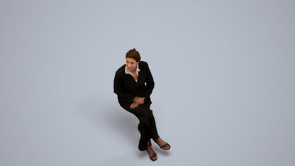 scanned 3D senior woman business, photogrammetry people for Enscape and V-Ray, back view render