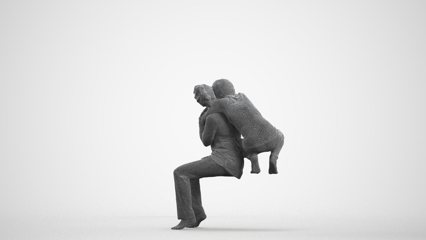 realistic 3D people girl casual kids, render-ready for V-Ray and Corona, FBX OBJ, wireframe front view