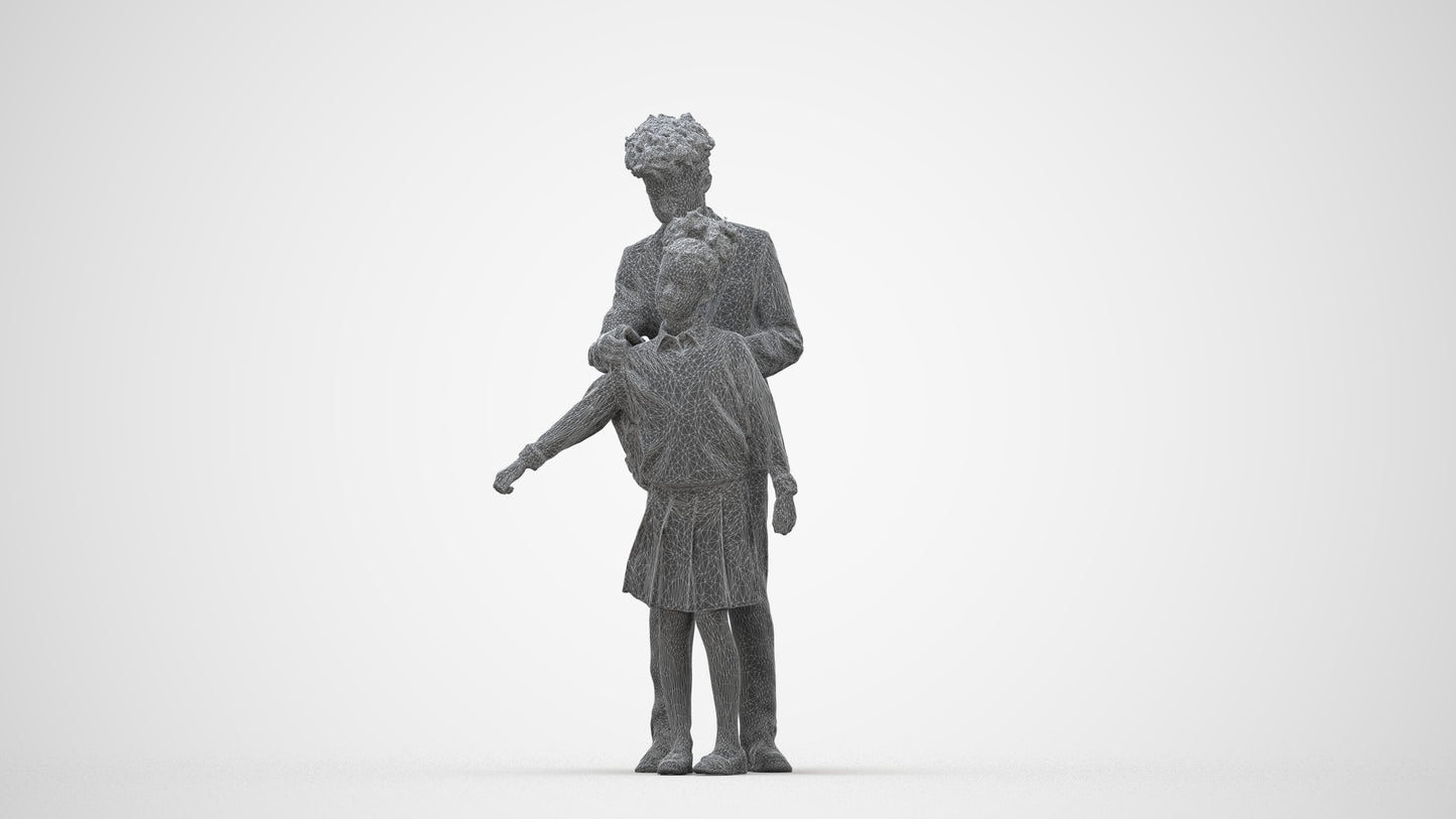 photogrammetry 3D girl kids, realistic human model archviz FBX, wireframe back view