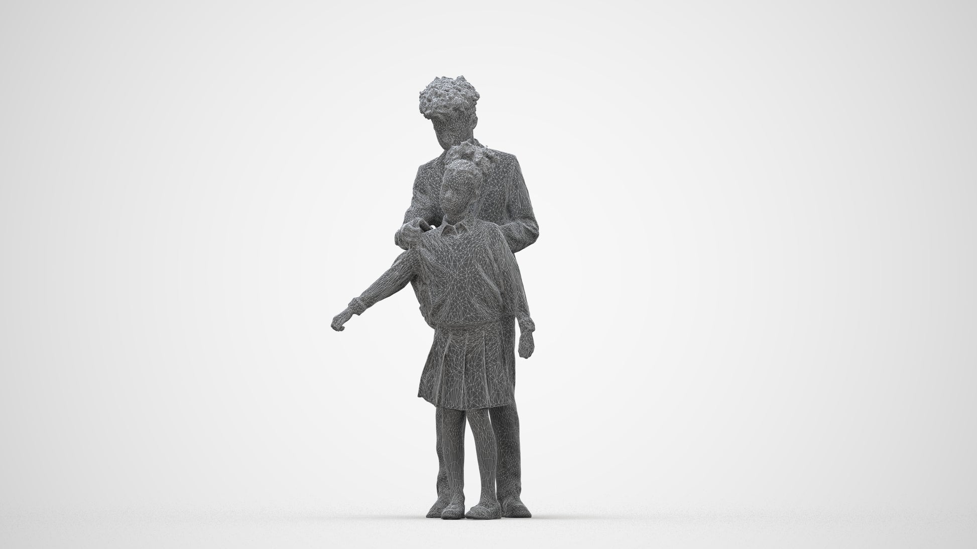 photogrammetry 3D girl kids, realistic human model archviz FBX, wireframe back view