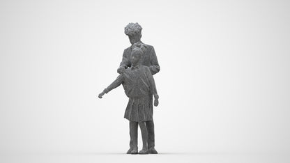 photogrammetry 3D girl kids, realistic human model archviz FBX, wireframe back view