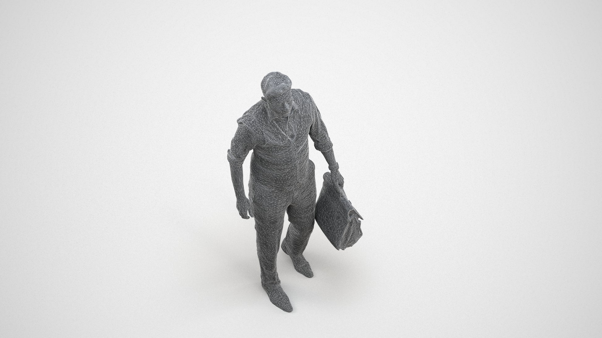 realistic 3D people man business walking, render-ready for V-Ray and Corona, FBX OBJ, wireframe three-quarter view