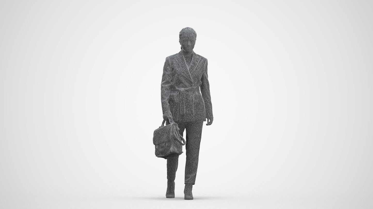 photogrammetry 3D woman business, realistic human model archviz FBX, three-quarter front view render