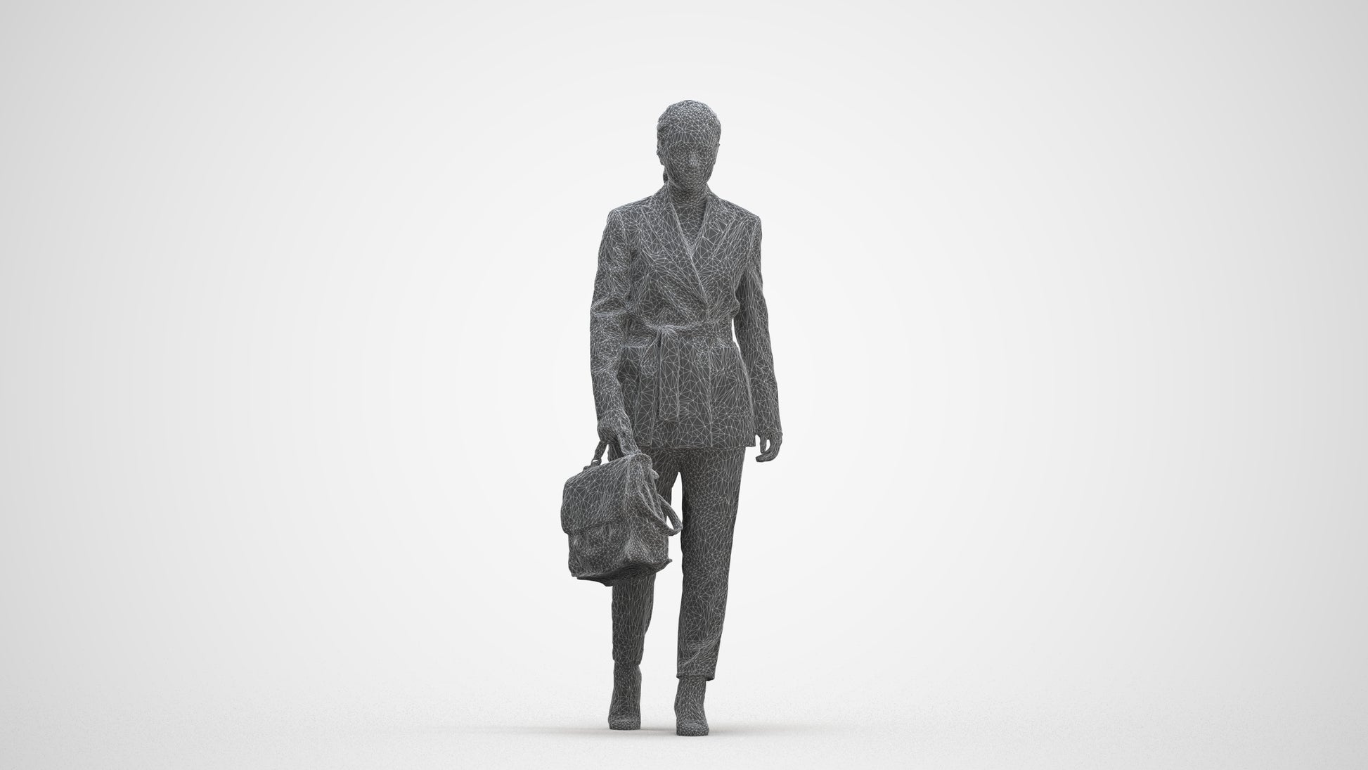 photogrammetry 3D woman business, realistic human model archviz FBX, three-quarter front view render