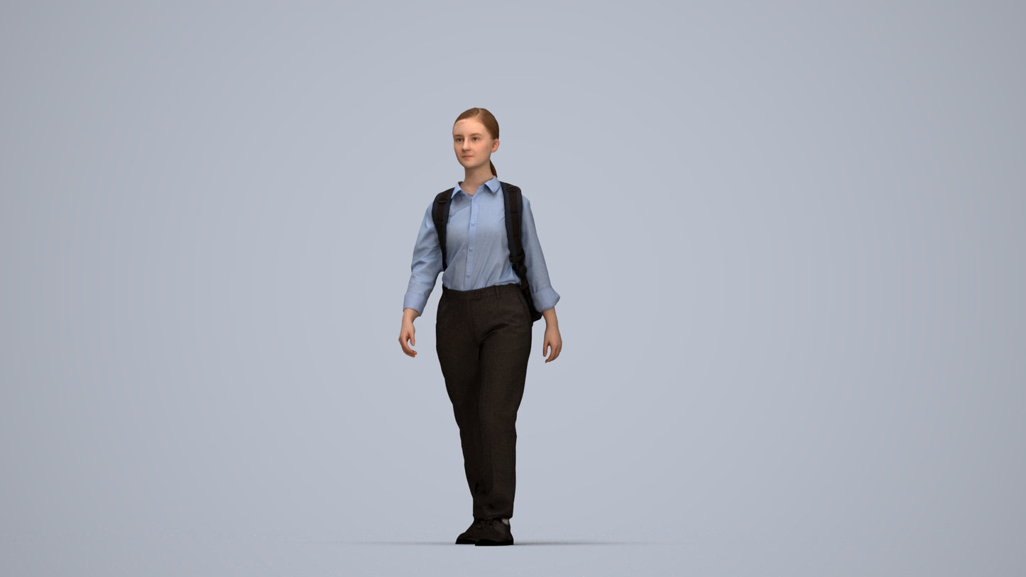 scanned 3D girl kids, photogrammetry people for Enscape and V-Ray, top-down view render