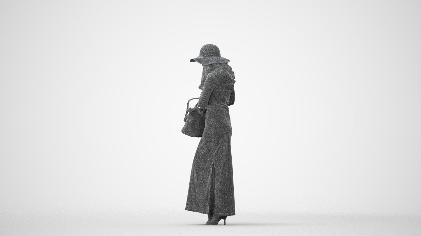 photogrammetry 3D woman casual standing, realistic human model archviz FBX, square thumbnail