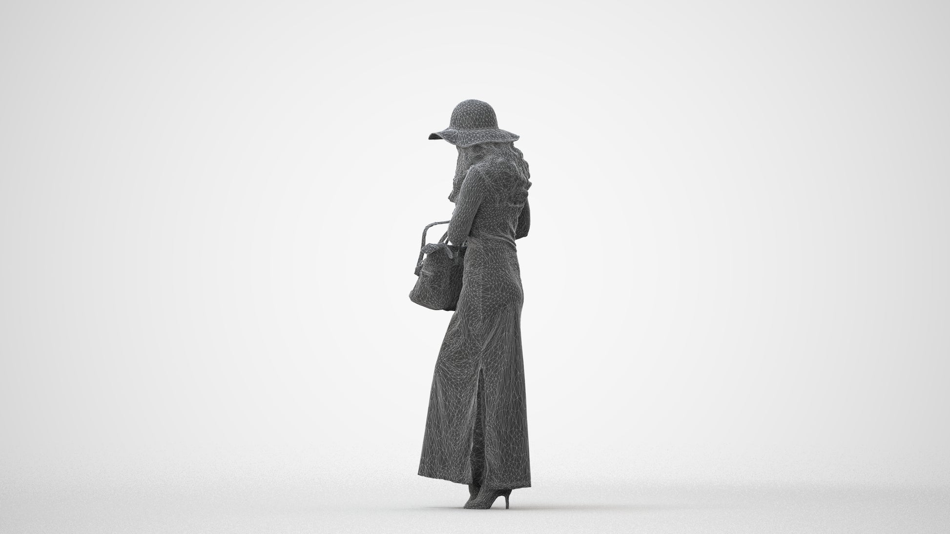 photogrammetry 3D woman casual standing, realistic human model archviz FBX, square thumbnail