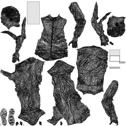 realistic 3D man casual walking, scanned archviz people for Blender and 3ds Max, wireframe top-down view
