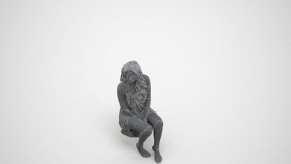 3D people model woman pool, scanned human for 3ds Max rendering, wireframe three-quarter view