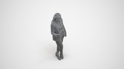 3D scanned woman business, photorealistic archviz people for Enscape and SketchUp, wireframe three-quarter view