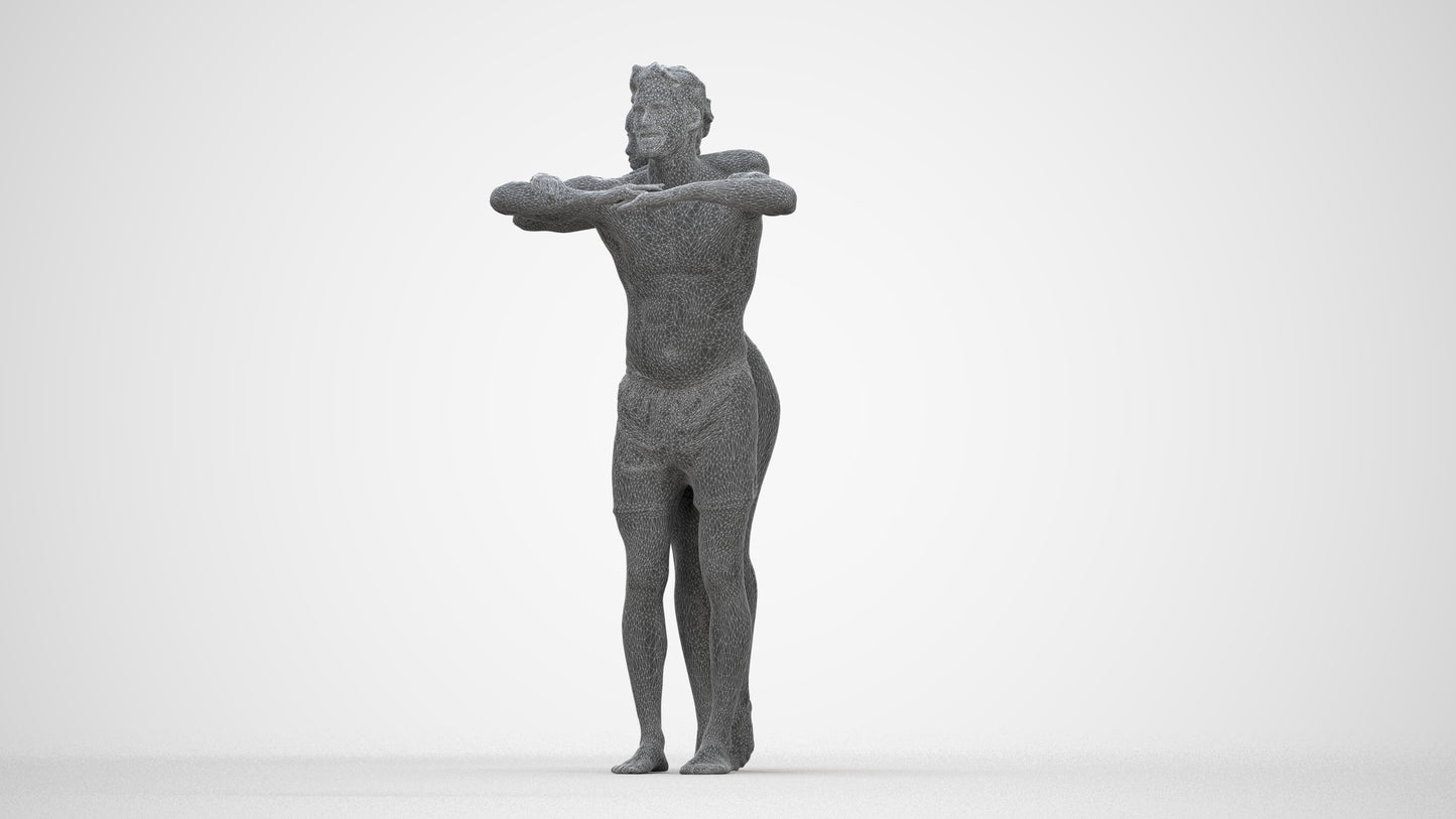 3D scanned man pool, photorealistic archviz people for Enscape and SketchUp, wireframe back view