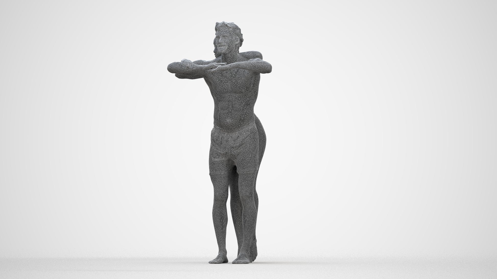 3D scanned man pool, photorealistic archviz people for Enscape and SketchUp, wireframe back view