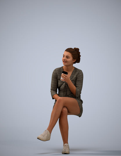 scanned 3D girl casual kids, photogrammetry people for Enscape and V-Ray