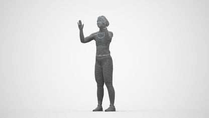 3D scanned woman sport, photorealistic archviz people for Enscape and SketchUp, wireframe back view