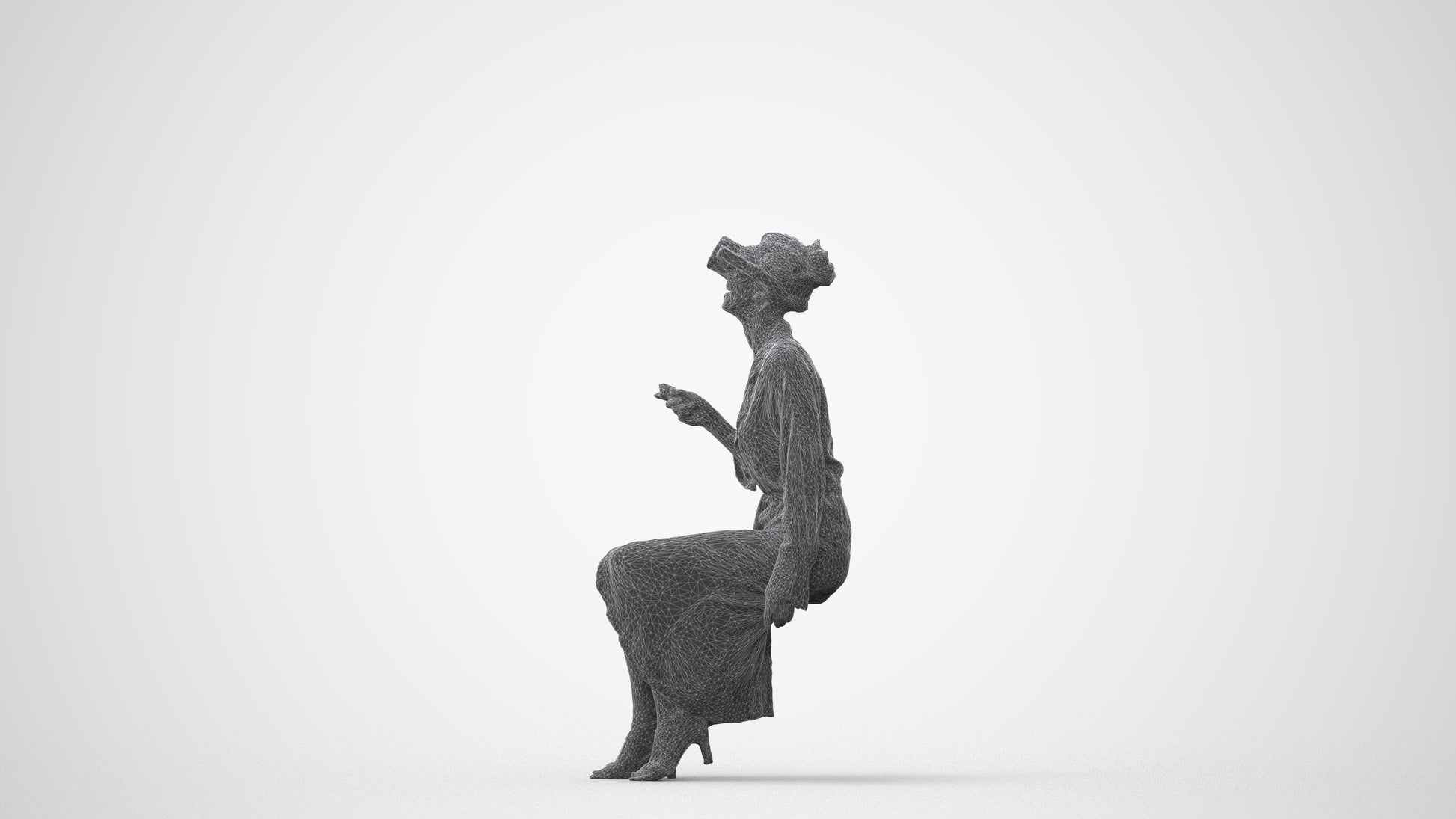 photogrammetry 3D woman casual sitting, realistic human model archviz FBX, square thumbnail