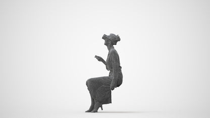 photogrammetry 3D woman casual sitting, realistic human model archviz FBX, square thumbnail