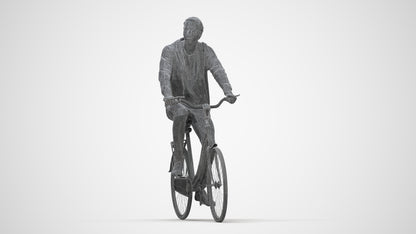 photogrammetry 3D man casual cycling, realistic human model archviz FBX, wireframe back view