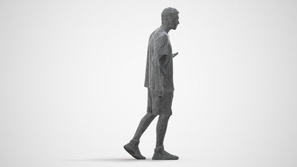 realistic 3D man sport, scanned archviz people for Blender and 3ds Max, wireframe side view
