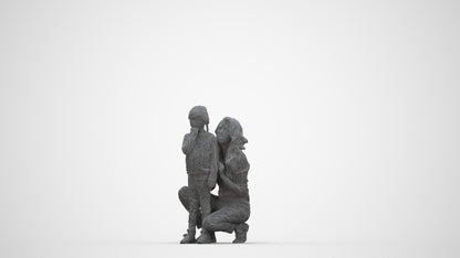 realistic 3D human girl casual kids, archviz people FBX OBJ for Blender, wireframe back view