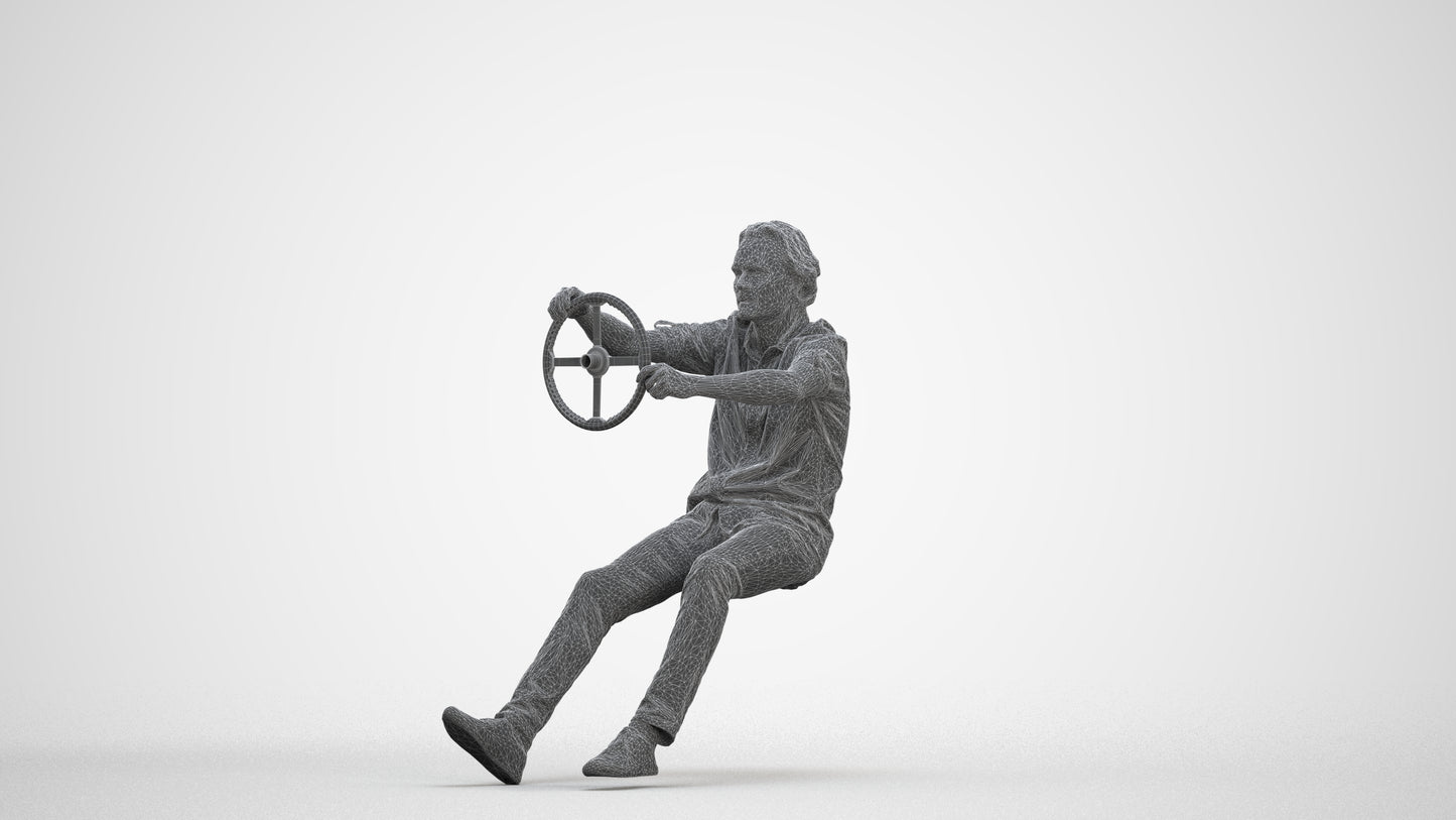 realistic 3D man casual driving, scanned archviz people for Blender and 3ds Max, three-quarter front view render