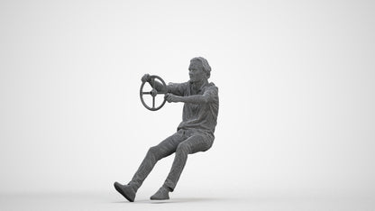 realistic 3D man casual driving, scanned archviz people for Blender and 3ds Max, three-quarter front view render