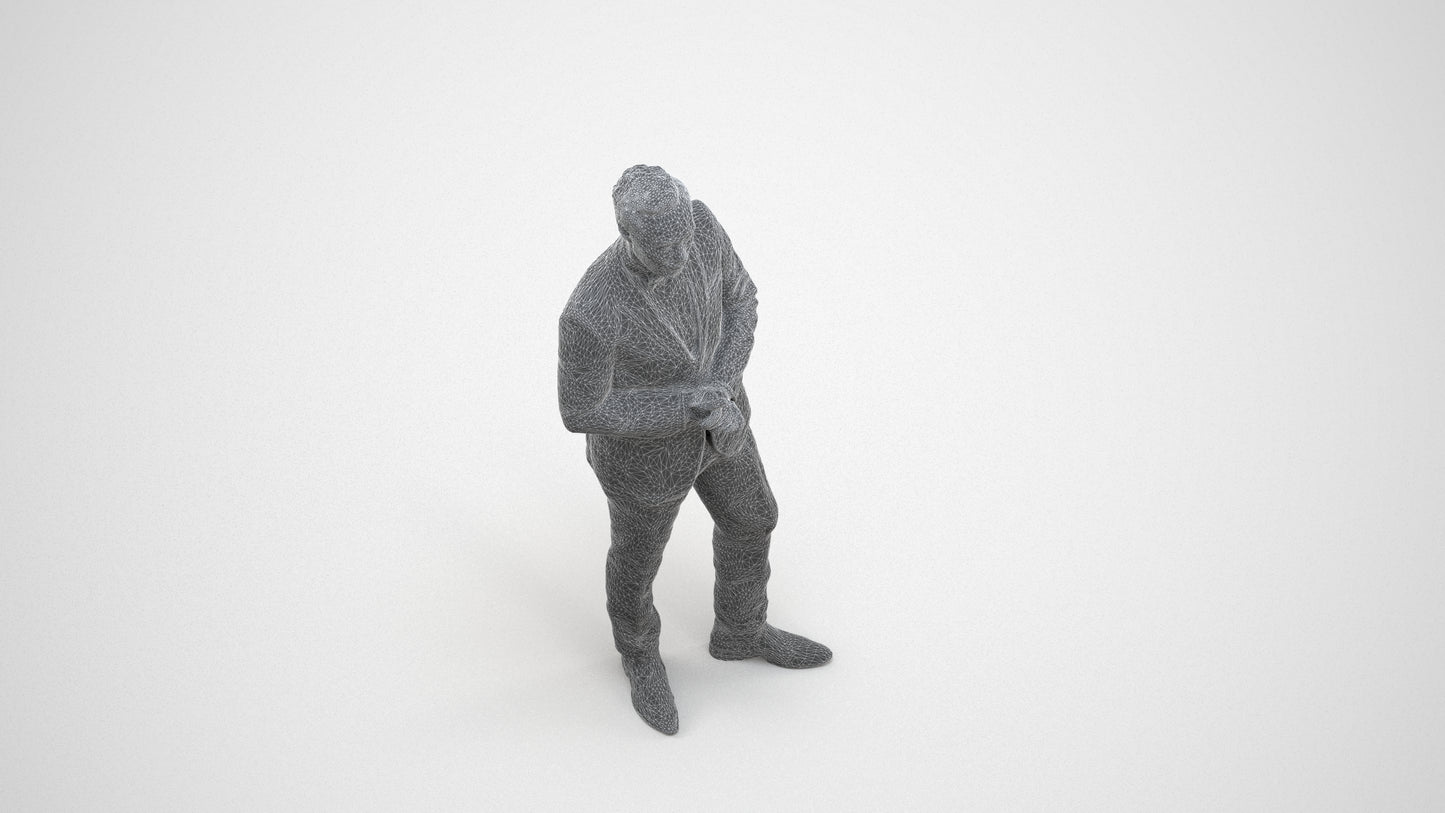 scanned 3D man formal formalaffairs, photogrammetry people for Enscape and V-Ray, wireframe three-quarter view